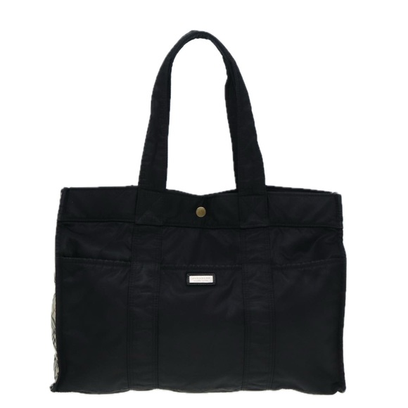 BURBERRY Nova Check Blue Label Hand Bag Nylon Black Beige Auth hk1390 - Picture 13 of 16